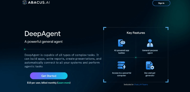 DeepAgent – Abacus.AI推出的通用Agent,构建和部署各种类型的网站和应用程序的全能AI助手